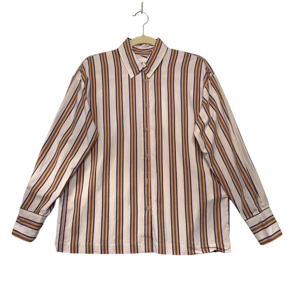 ba&sh Lady Shirt Size 1 Multicolor Striped Button Down Long Sleeve Blouse
